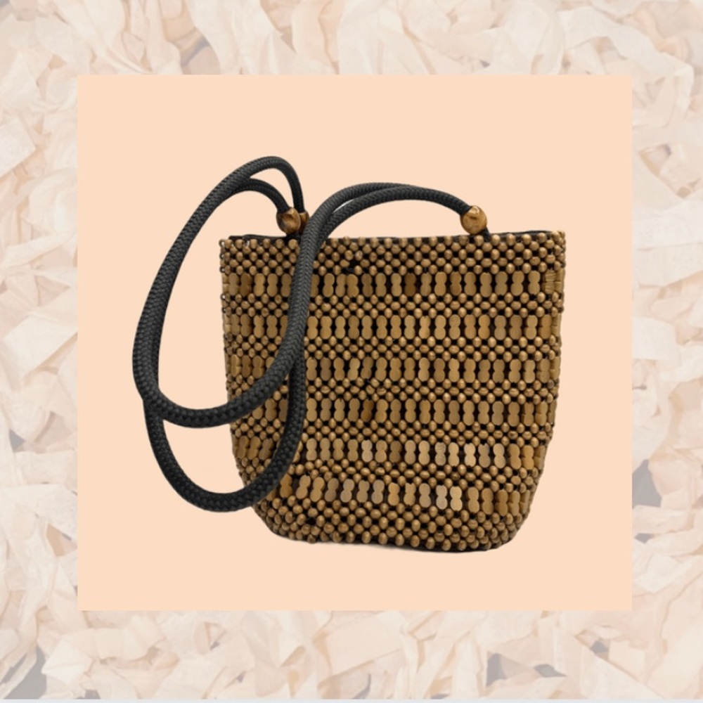Wooden Beads Bucket Bag